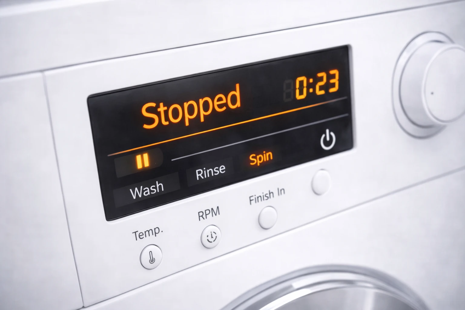 Wasmachine stopt tijdens programma
